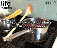 Pots have built in spoon holders