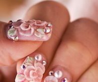 Floral gem nails