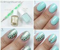 Golden dotted nails