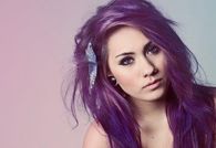 Messy purple hairstyle
