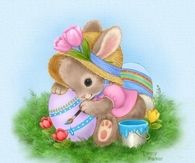 Baby Bunny Painting Eggs