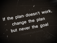 Change the plan but never the goal