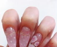 Pink floral nails