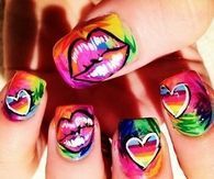 Artistic kiss and heart nails