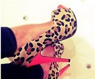 Sexy Stiletto Heel Thick Platform Leopard Suede Women's Shoes 