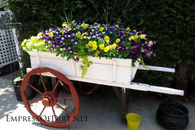 Old wooden wagon planter