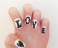 Black and white Love nails