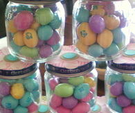 Baby shower easter favors from recycled baby food jars