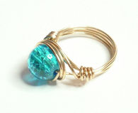 Crackle blue glass ring