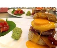 Grilled pork burger with egg and bacon