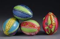 Bright paper and ribbon diy easter eggs