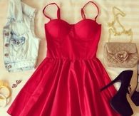 Red Summer Mini Dress with Accessories