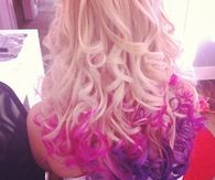 Dyed blonde colorful hair