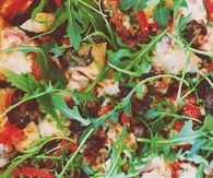 Goats cheese and rocket pizza