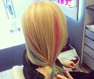 Colored streak blonde hair