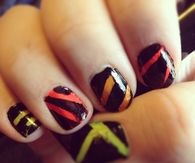 Black neon striped nails