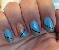 Blue and gold nails