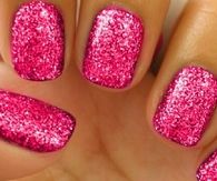 Glittery pink nails