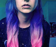 Purple to pink gradient hair
