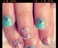 Pastel aqua confetti nails