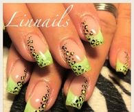 Green leopard nail art