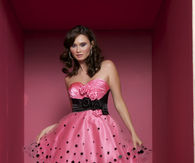 Pink Dress with Black Polka Dots