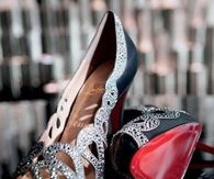 Silver, Black & Red Bling Heels