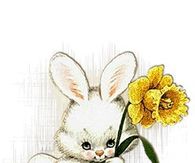 Cute Bunny with Spring Daffodil