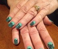 Green leopard print nails