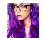 Purple hair girl with glasses