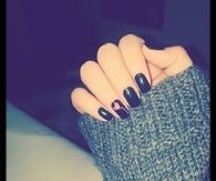 Black nails with a pink heart