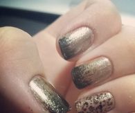 Gold shimmer leopard nails