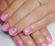 Pink glitter stud nails
