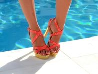 Orange & Gold High Heel Sandals