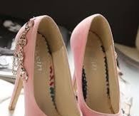 Spring Pink High Heels with Gold Chain
