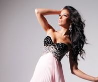 Beautiful Pink Pleated Gown with Sequin Bodice