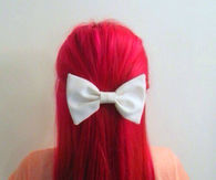 Red hair, white bow