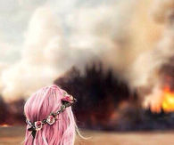 Pink hair with flower crown