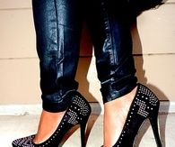 Black and gold heels