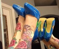 Turquoise and green pointy toed heels
