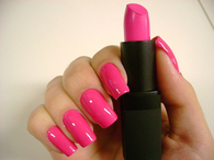 Pink nails and lipstick