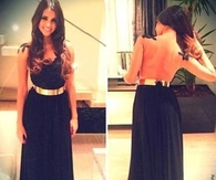 Black dress with gold belt