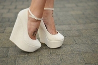 White wedge shoes