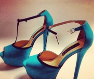 Turquoise Suede High Heels