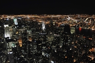 city, night, lights, skyline, buildings, New York