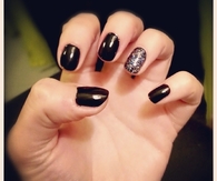 Black and glitter nails