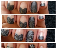 Black abstract rose nails