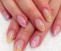 Pink and Yellow French manicure
