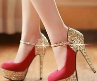 Red and gold glitter heels