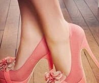 Pink flower high heels